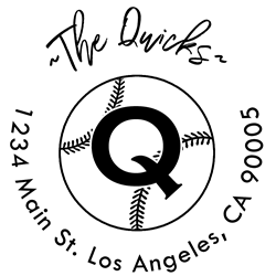 Baseball Outline Letter Q Monogram Stamp Sample